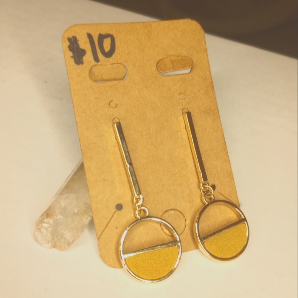 Boutique gold and leather accented earrings